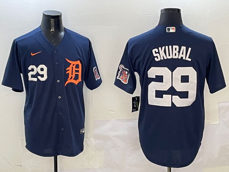 Men Detroit Tigers #29 Skubal Drak Blue Game 2025 Nike MLB Jersey style 3114->detroit tigers->MLB Jersey